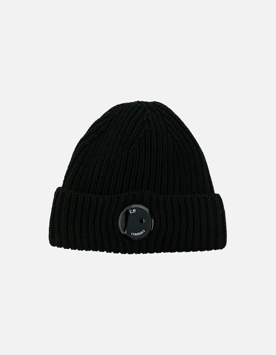 C.P Company Merino Logo Patch Wool Beanie in Black, 3 of 2