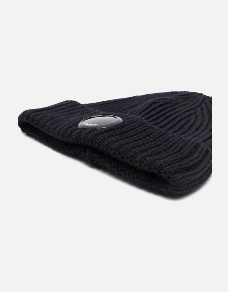 C.P. Company Extra Fine Merino Wool Beanie in Total Eclipse Blue