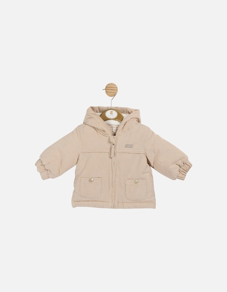 Beige Corduroy Padded Jacket