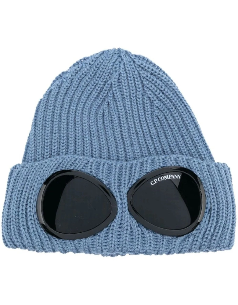 C.P. Company Merino Wool Goggle Beanie in Blue