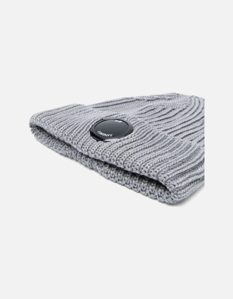 C.P. Company Merino Single Lens Beanie in Light Grey