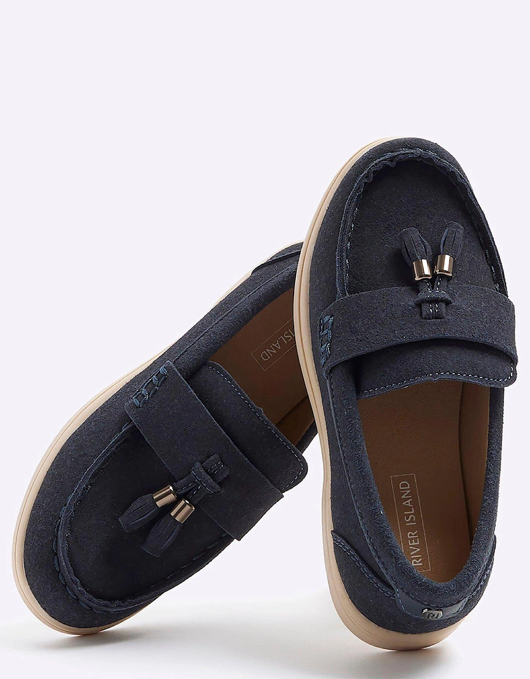 Boys Suedette Tassel Loafers - Navy