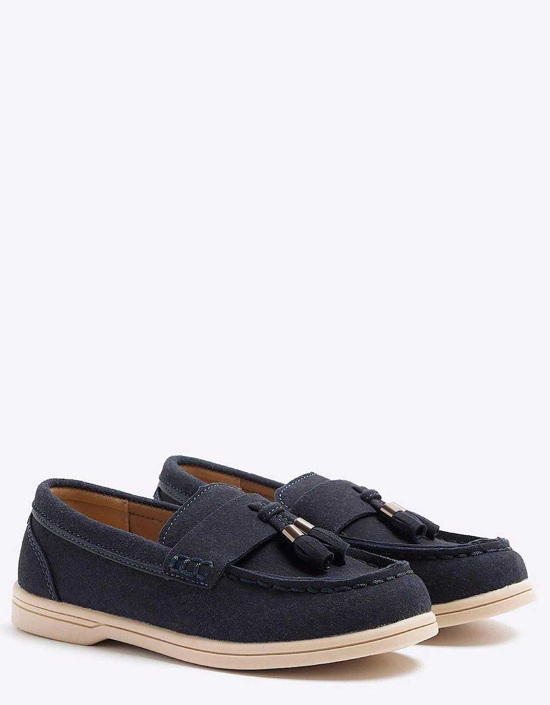 Boys Suedette Tassel Loafers - Navy