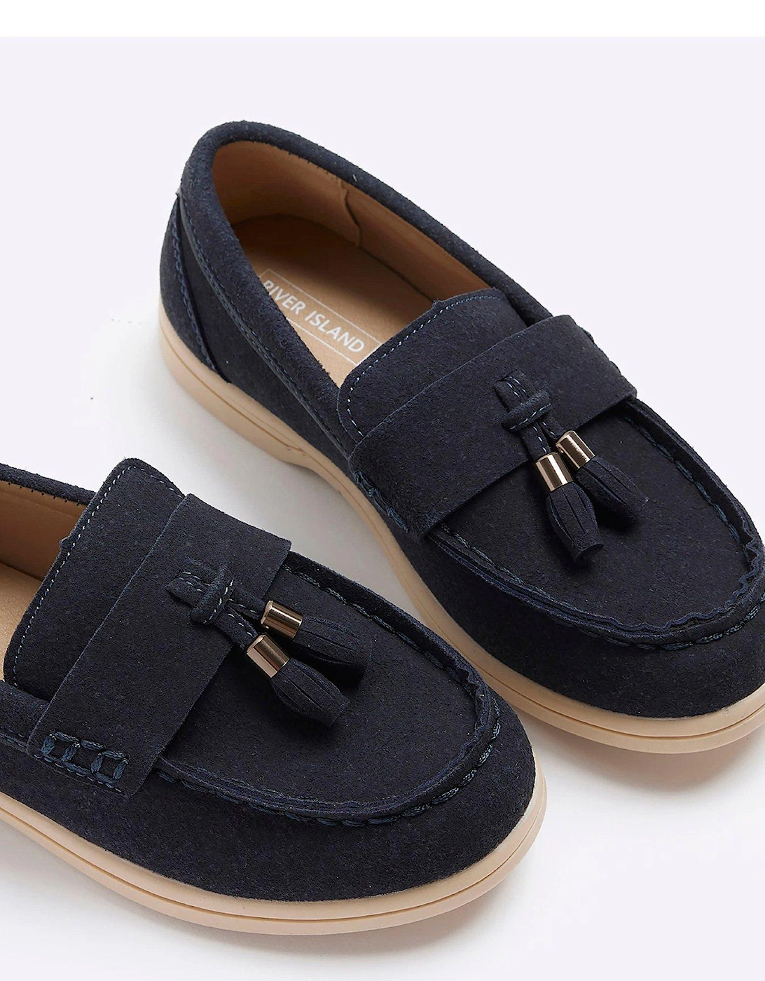 Boys Suedette Tassel Loafers - Navy