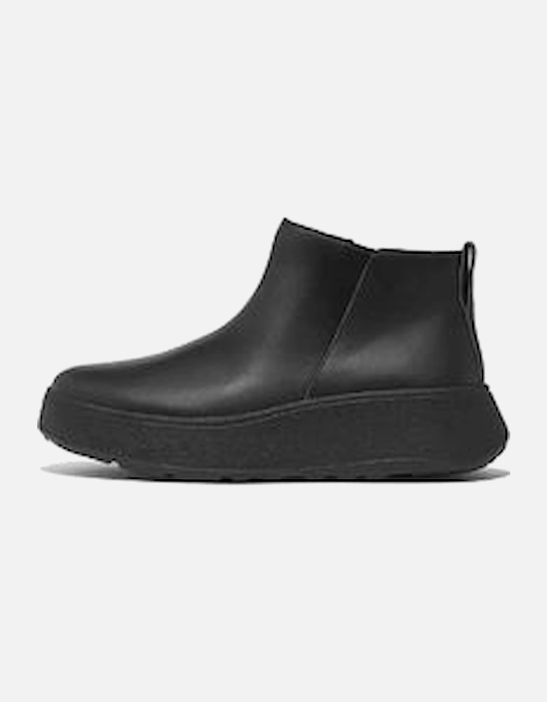 Women's FitFlop F-Mode Leather Flatform Zip Ankle Boot Black GM2-090
