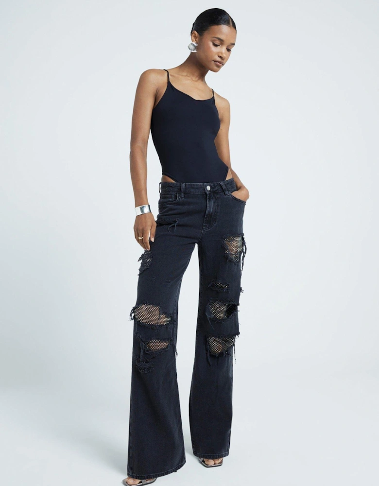 Relaxed Straight Leg Jeans - Black