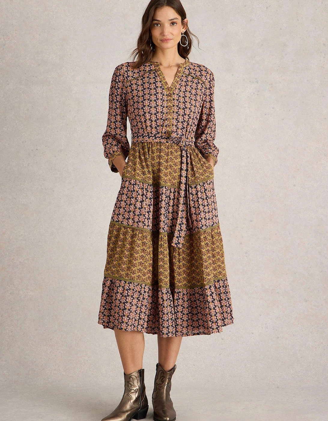 Mabel Mixed Print Dress - Black, 2 of 1