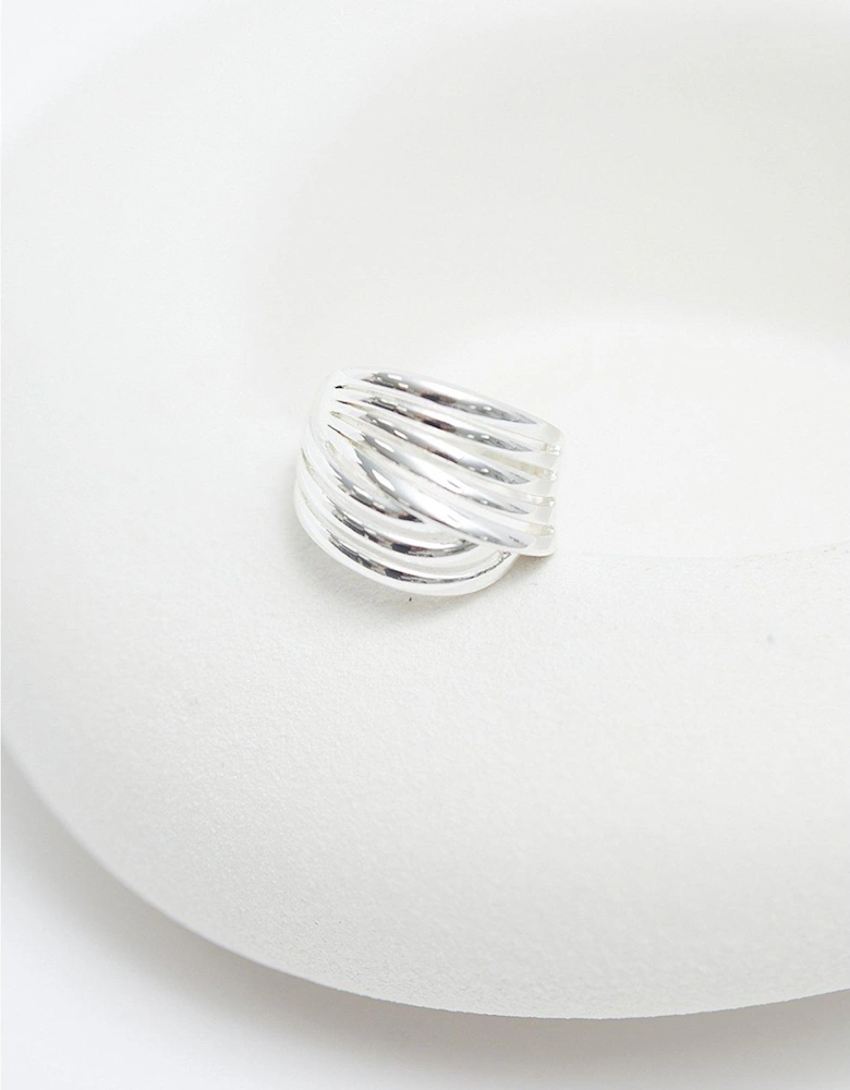 Silver Plated Polished Statement Ring