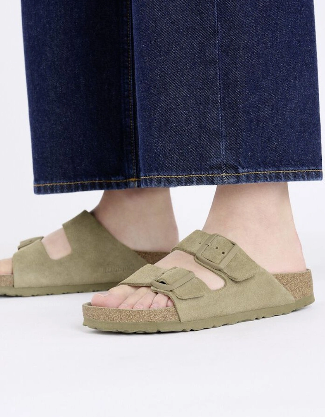 Soft Footbed Suede Leather Faded Khaki Narrow Fit