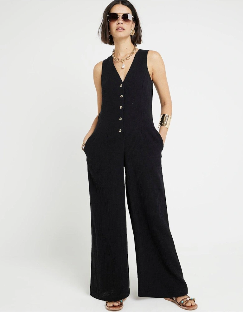 Button Up Jumpsuit - Black