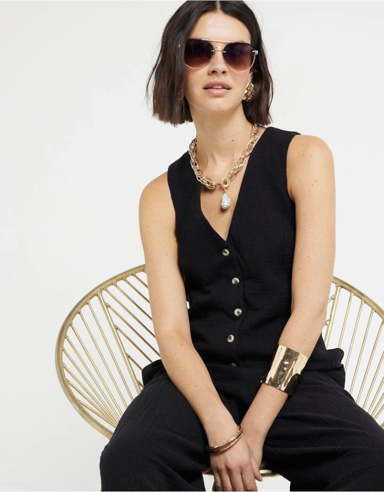 Button Up Jumpsuit - Black
