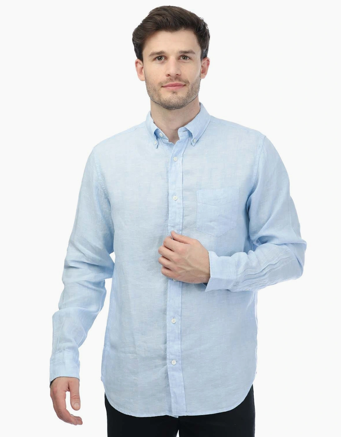 GANT Men's Regular Linen Shirt - Blue - Size: 44/Regular