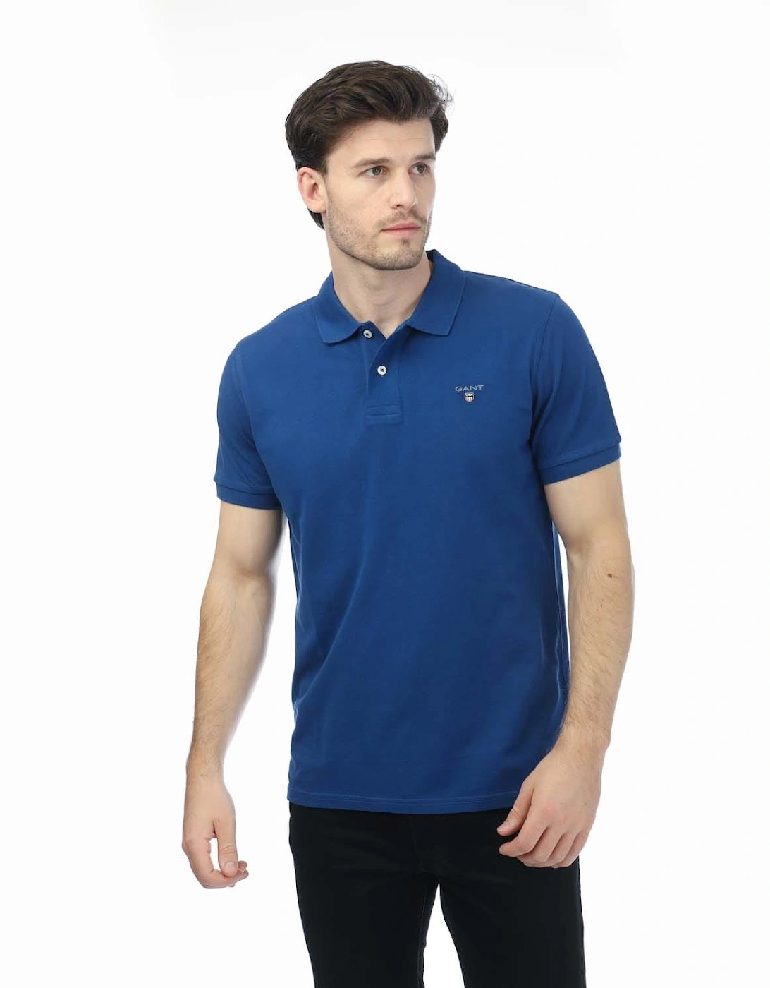 Gant Men's Blue Pique Rugger Polo Shirt - Piqué Rugger Polo Shirt - - : 40/Regular L