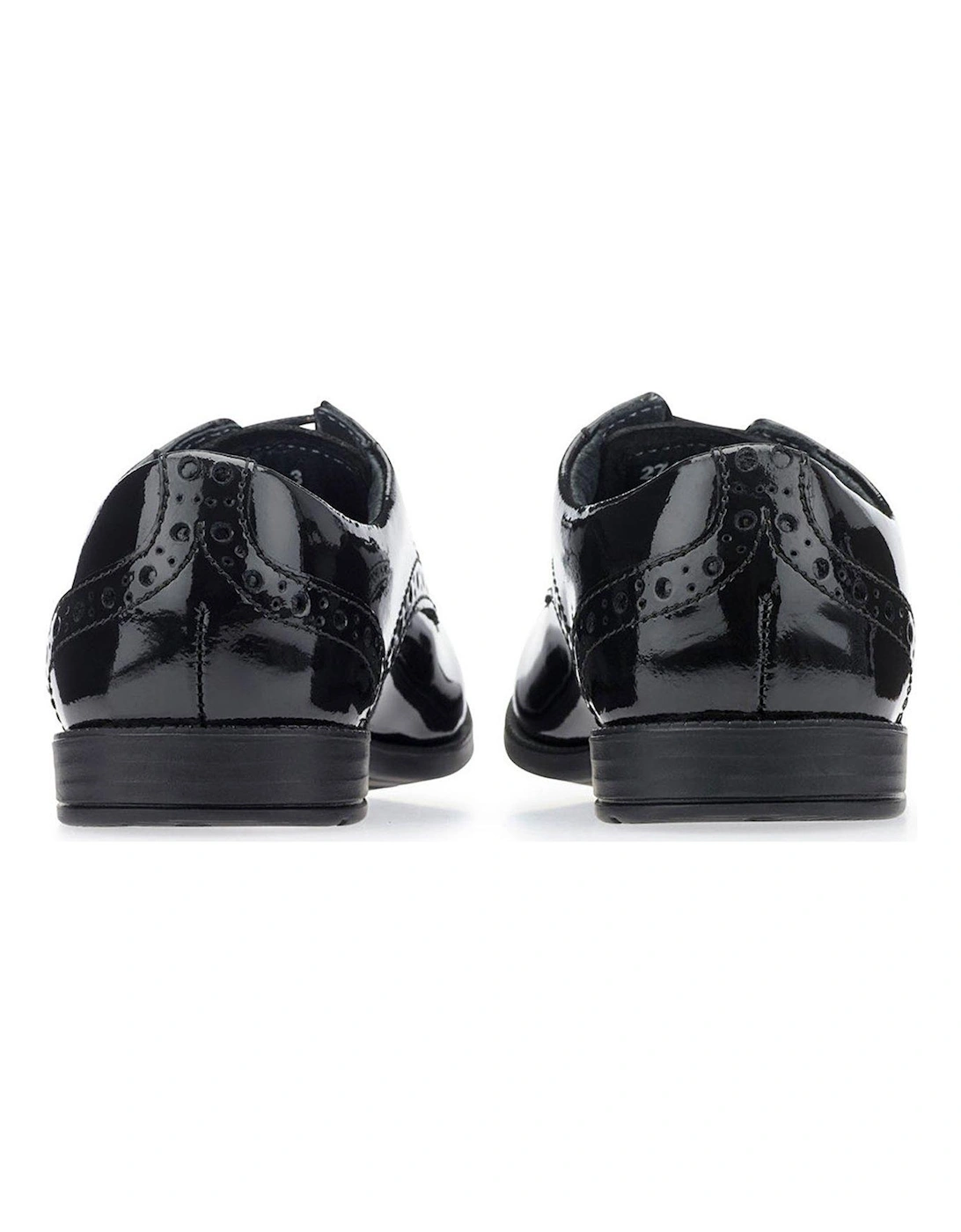 Girls Brogue Pri Patent Leather Lace Up School Shoes - Black Patent