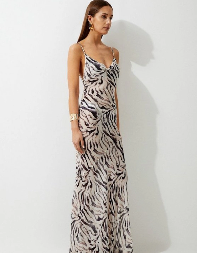 Animal Print Viscose Georgette Beach Slip Dress