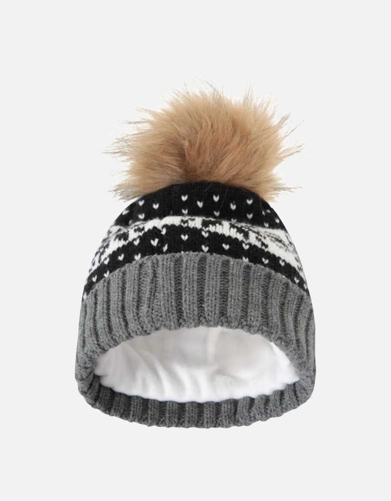 Womens/Ladies Fair Isle Pom Pom Beanie