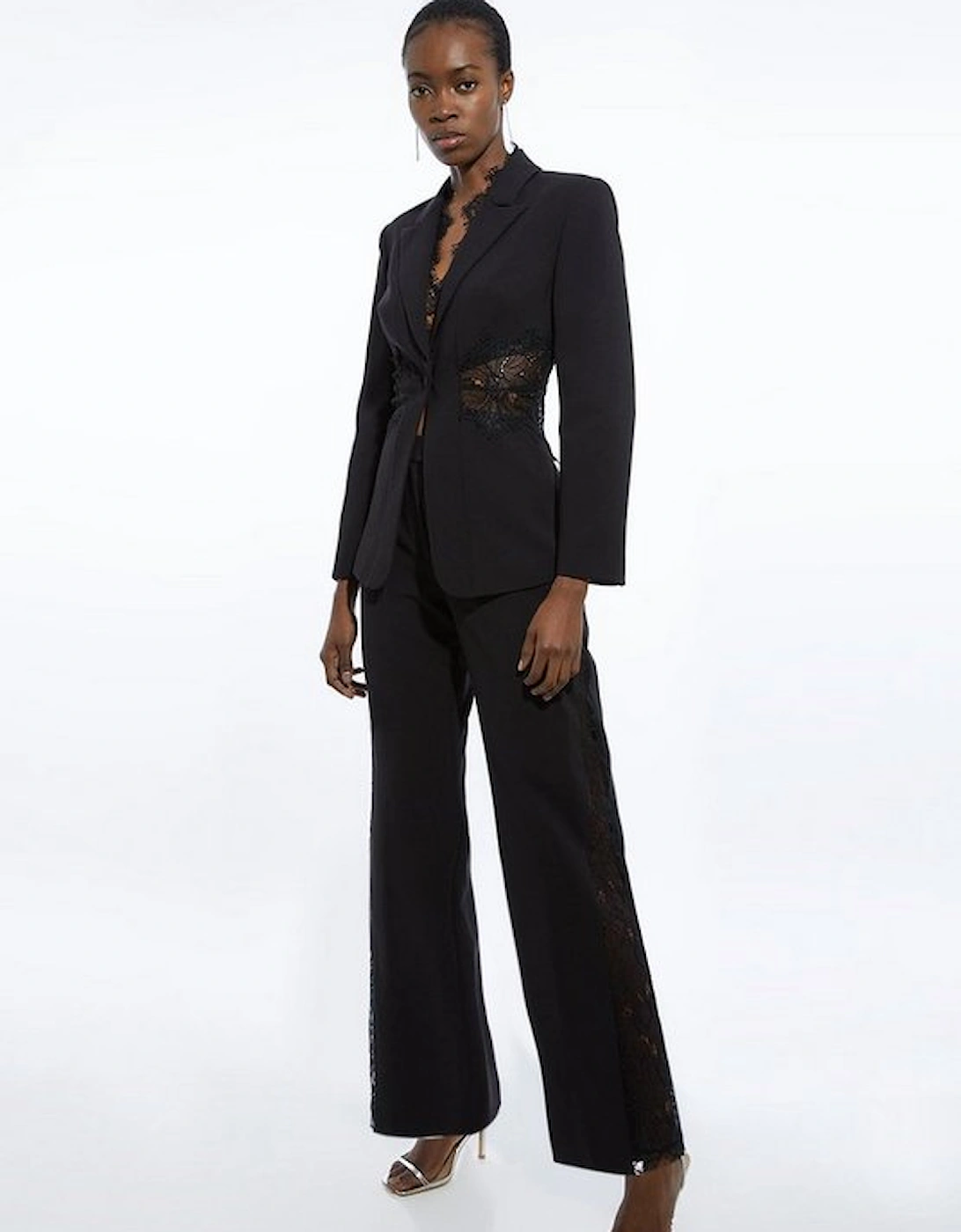 Petite Tailored Lace Detail Single Breasted Blazer, 5 of 4