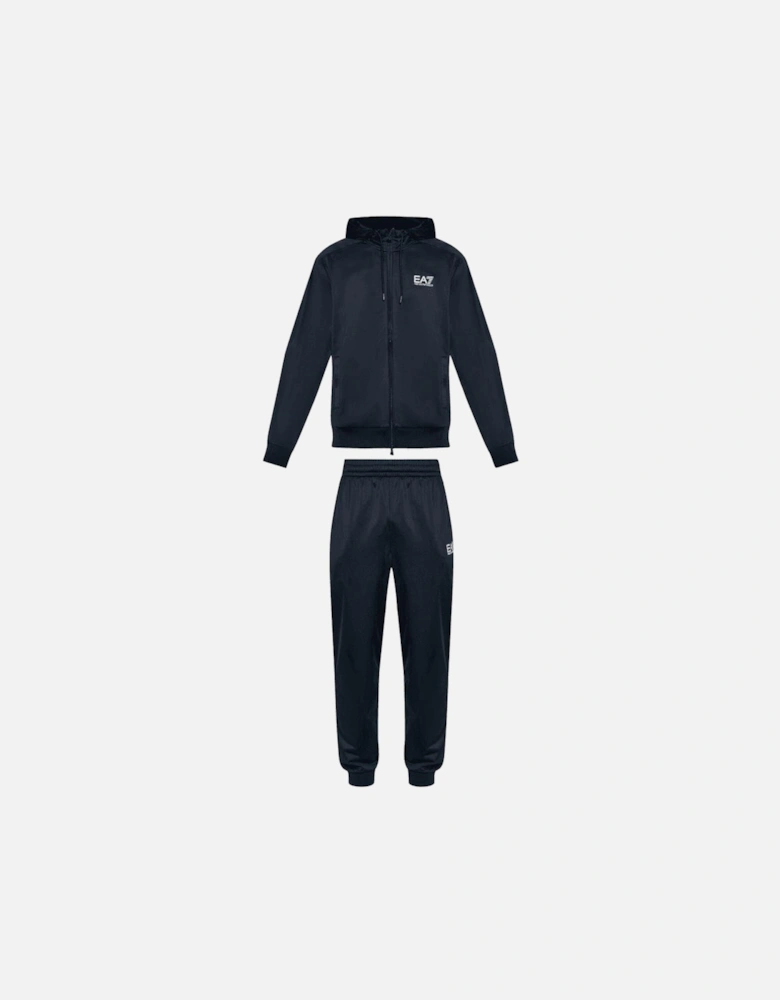 Rear Logo Hooded Navy Poly Tracksuit