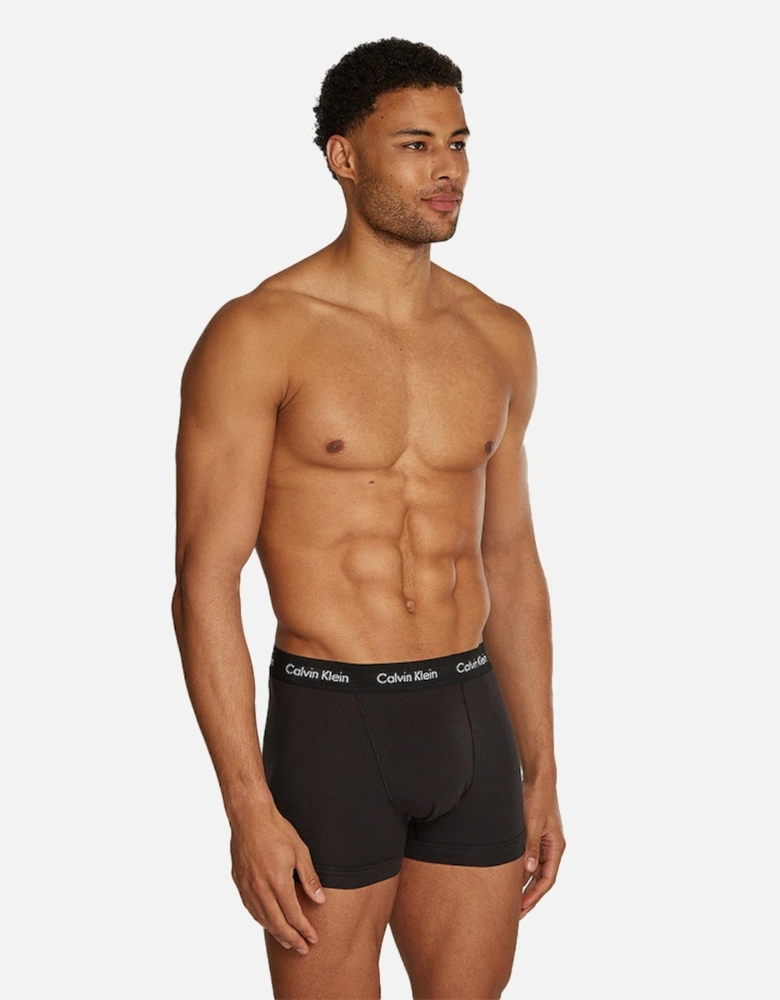 3-Pack Cotton Stretch Boxer Trunks, Black