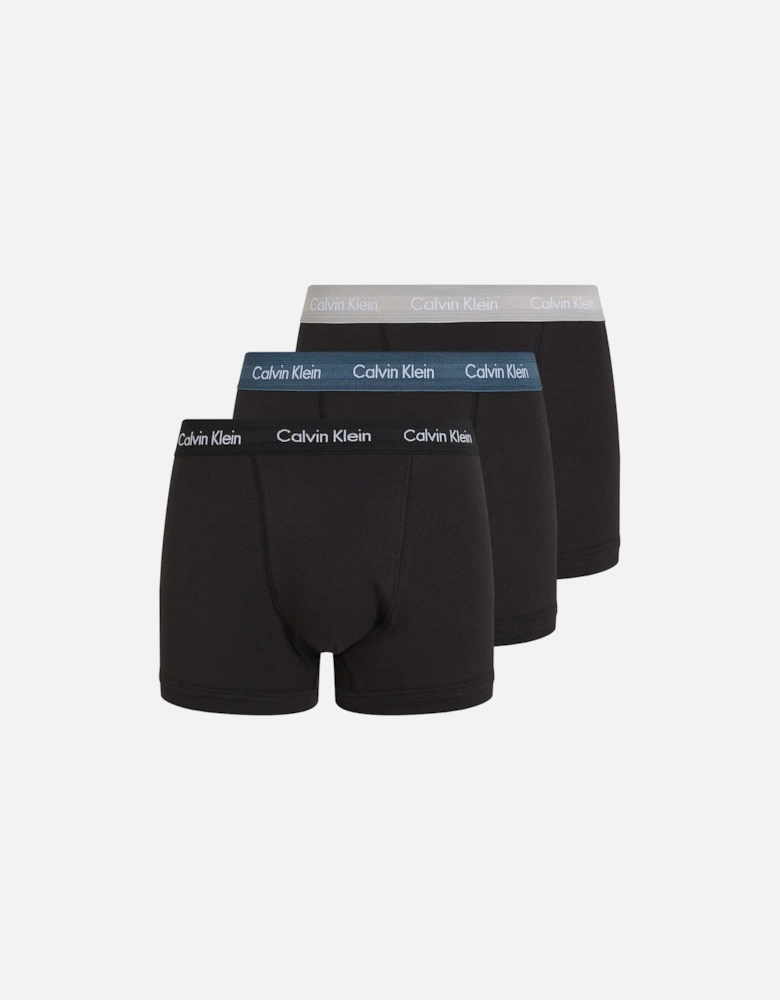 3-Pack Cotton Stretch Boxer Trunks, Black
