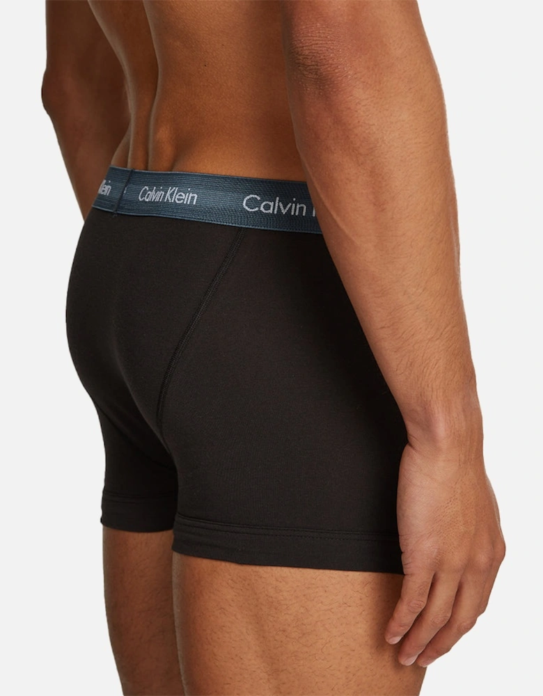 3-Pack Cotton Stretch Boxer Trunks, Black