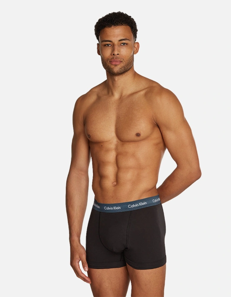3-Pack Cotton Stretch Boxer Trunks, Black