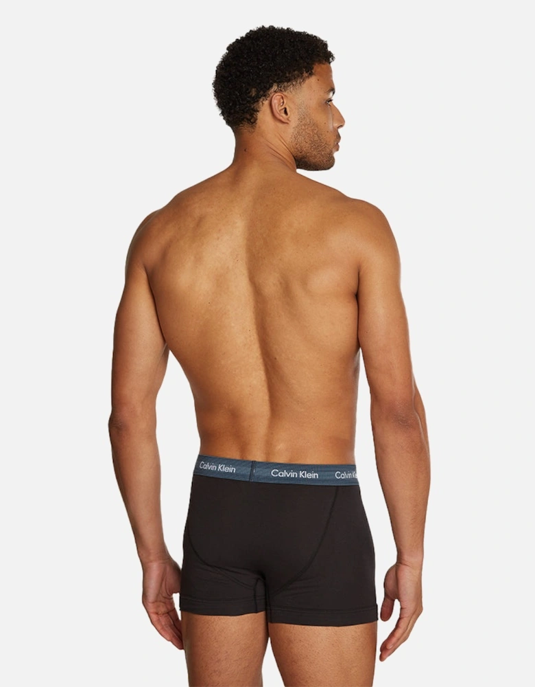 3-Pack Cotton Stretch Boxer Trunks, Black