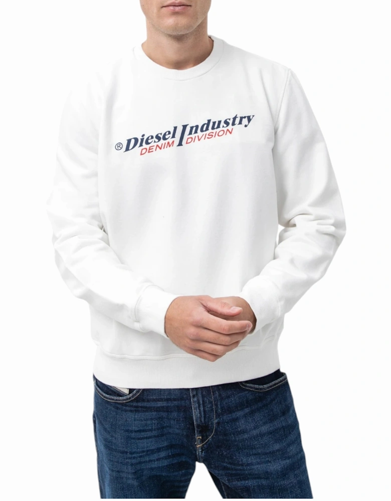 S-GINN-IND Mens Sweatshirt Crew Neck Pullover Casual Jumper Cotton White