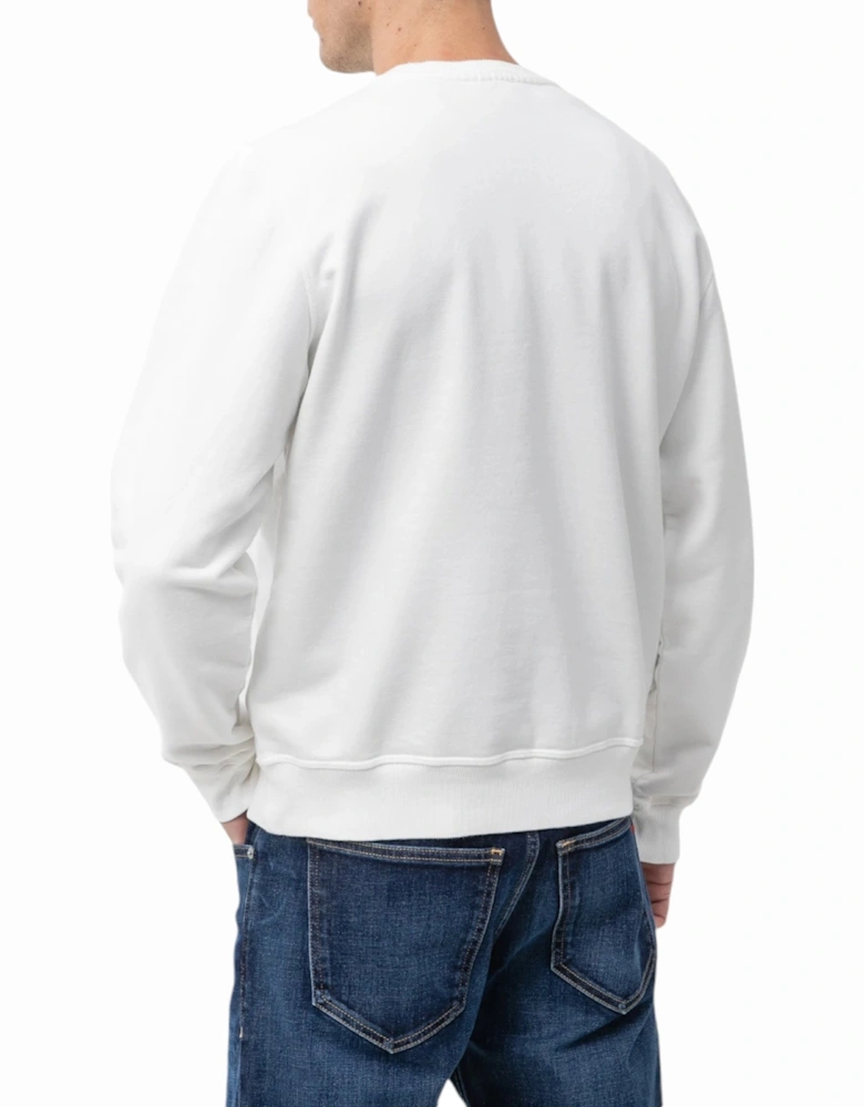 S-GINN-IND Mens Sweatshirt Crew Neck Pullover Casual Jumper Cotton White