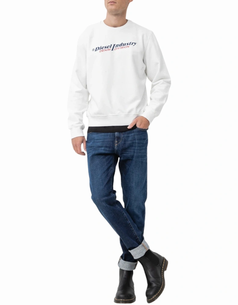 S-GINN-IND Mens Sweatshirt Crew Neck Pullover Casual Jumper Cotton White