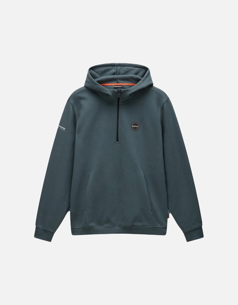 Badge Quarter Zip Hoodie Green Urban