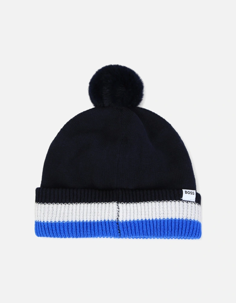 Navy and Blue Bobble Hat