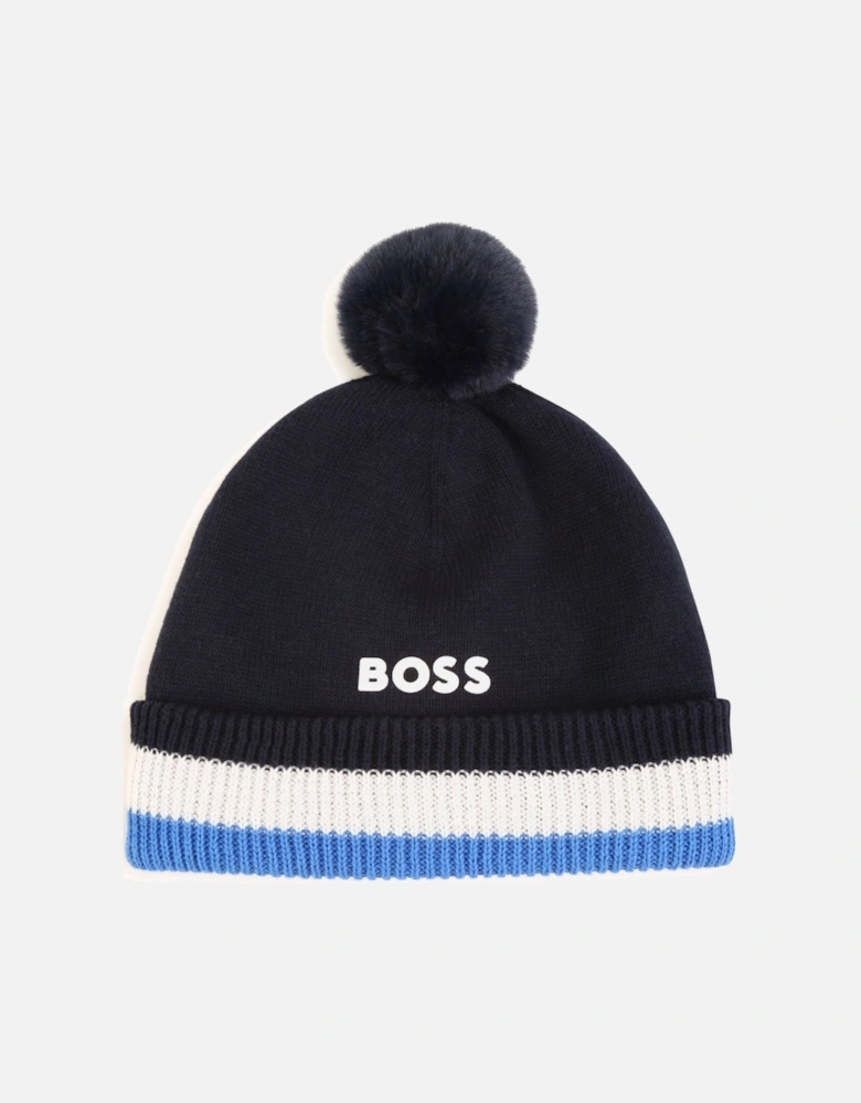 Navy and Blue Bobble Hat