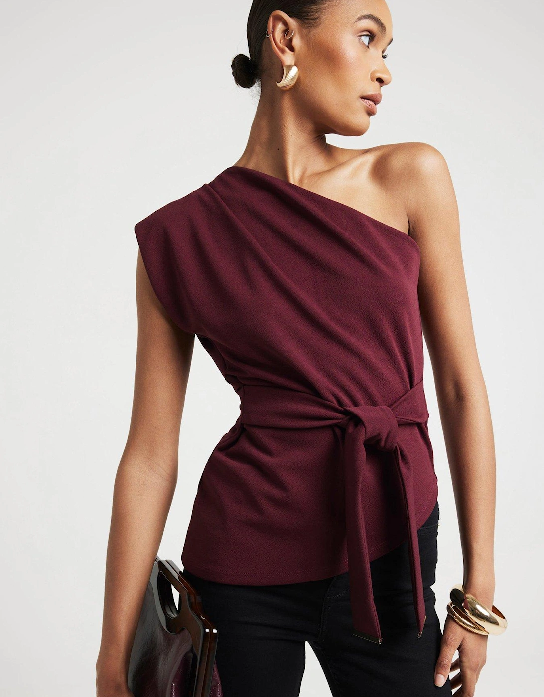 Asymmetric Belted Top - Dark Red, 6 of 5