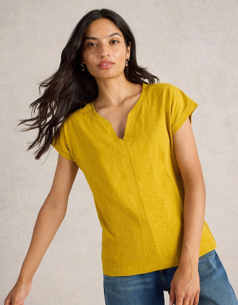 Nelly Notch Neck T-Shirt - Yellow