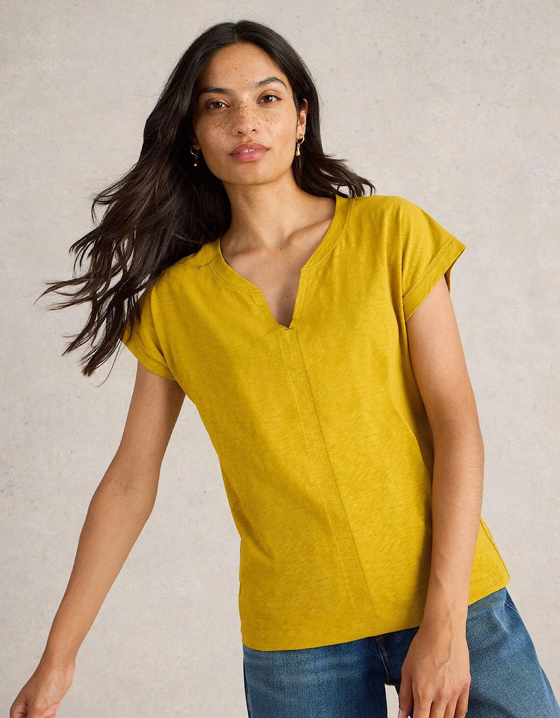 Nelly Notch Neck T-Shirt - Yellow, 6 of 5