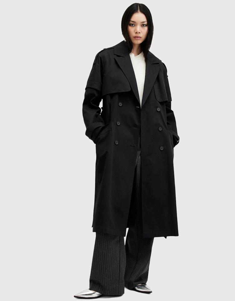 Clyde Trench Coat With Removable Sleeves - Black