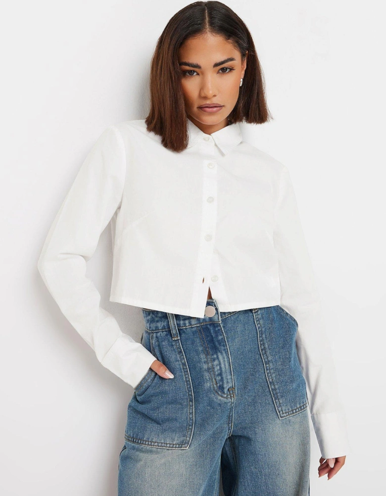 Petite Cropped Shirt - White