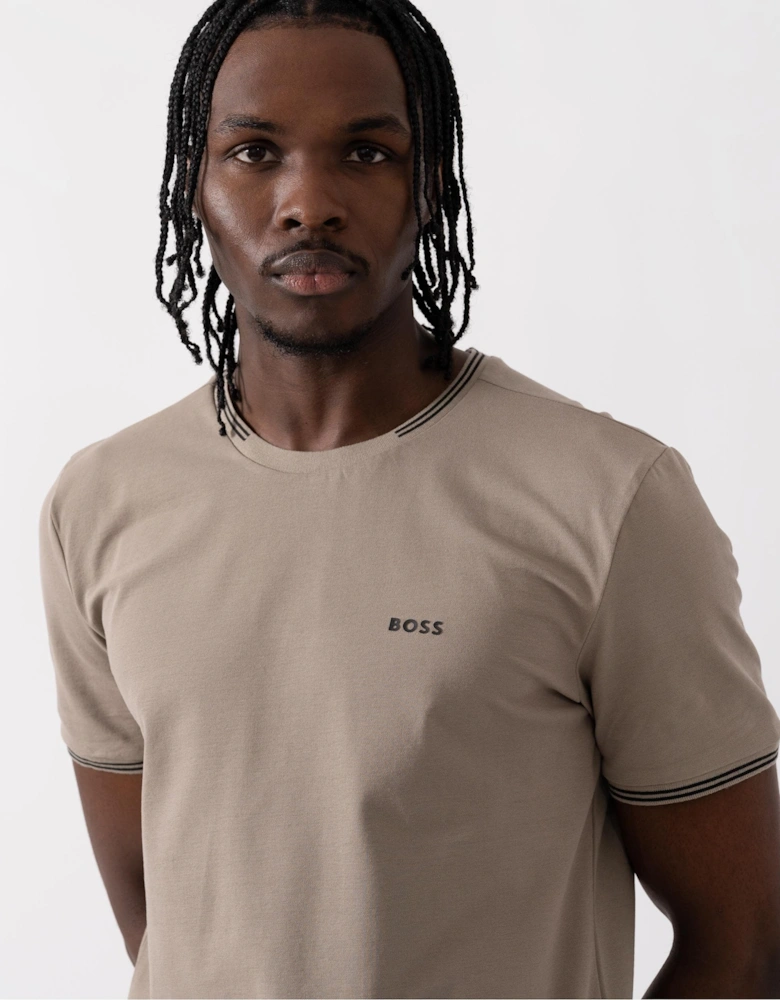 BOSS Green Taul Mens Stretch-Cotton T-Shirt with Stripes and Logo