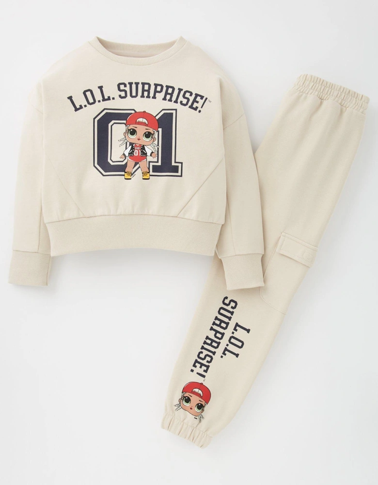 Lol Surprise 2 Piece Varisty Sweat And Jogger Set - Beige