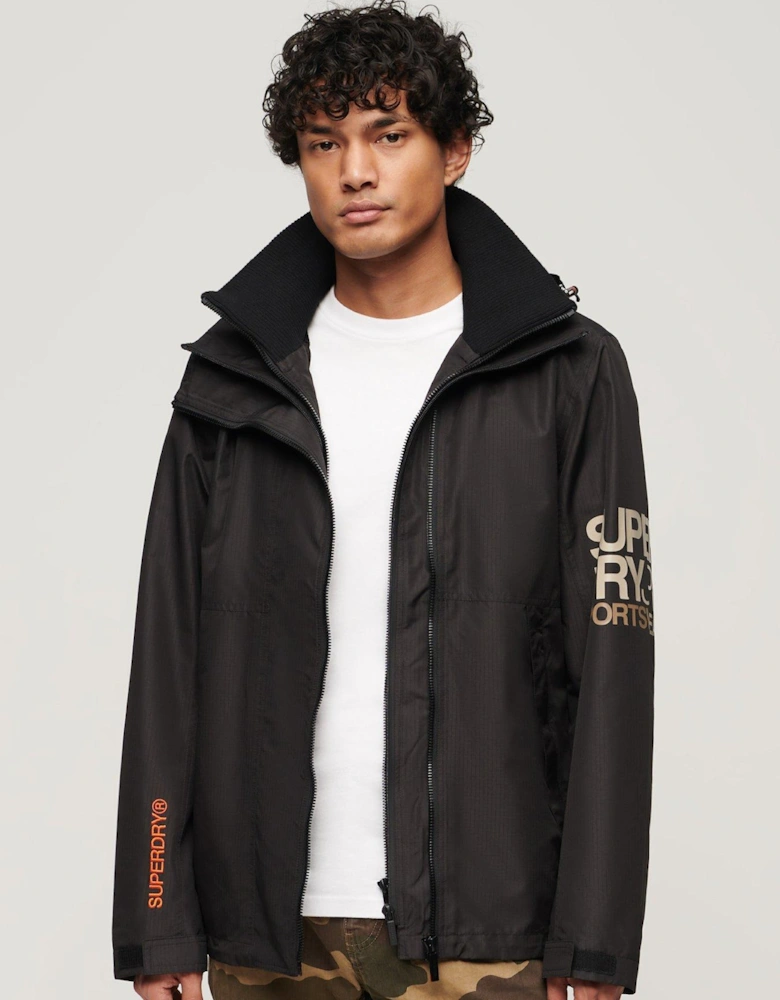 Hooded Yachter Windbreaker Jacket - Black