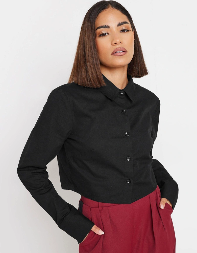 Petite Cropped Shirt - Black