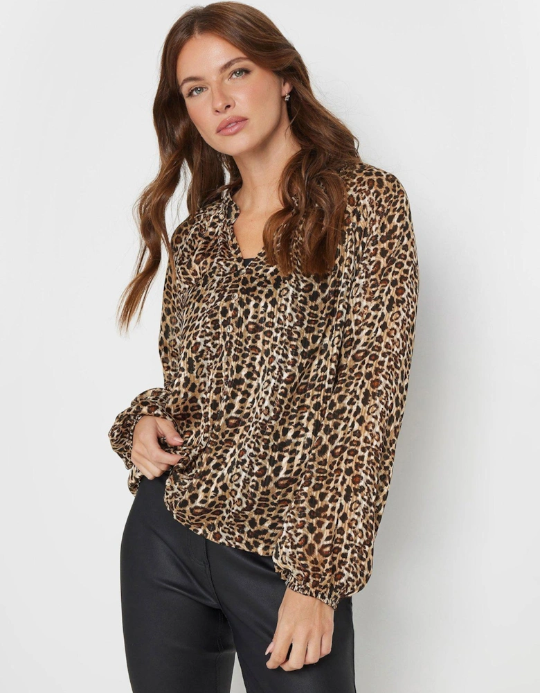 Animal Print V Neck Top