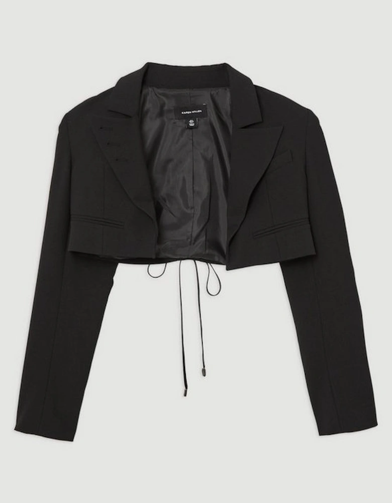 Tailored Corset Back Notch Neck Cropped Blazer