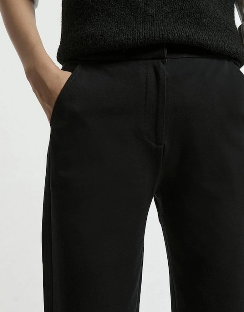 Compact Stretch Tailored High Waisted Slim Leg Trousers