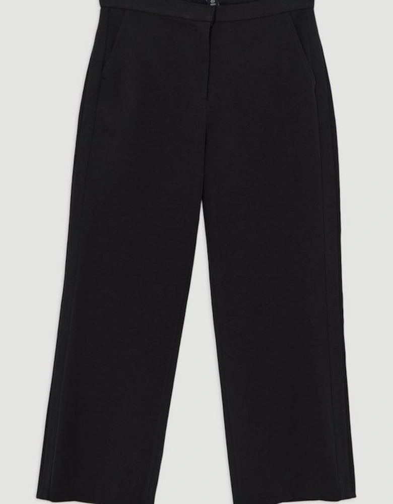 Compact Stretch Tailored High Waisted Slim Leg Trousers