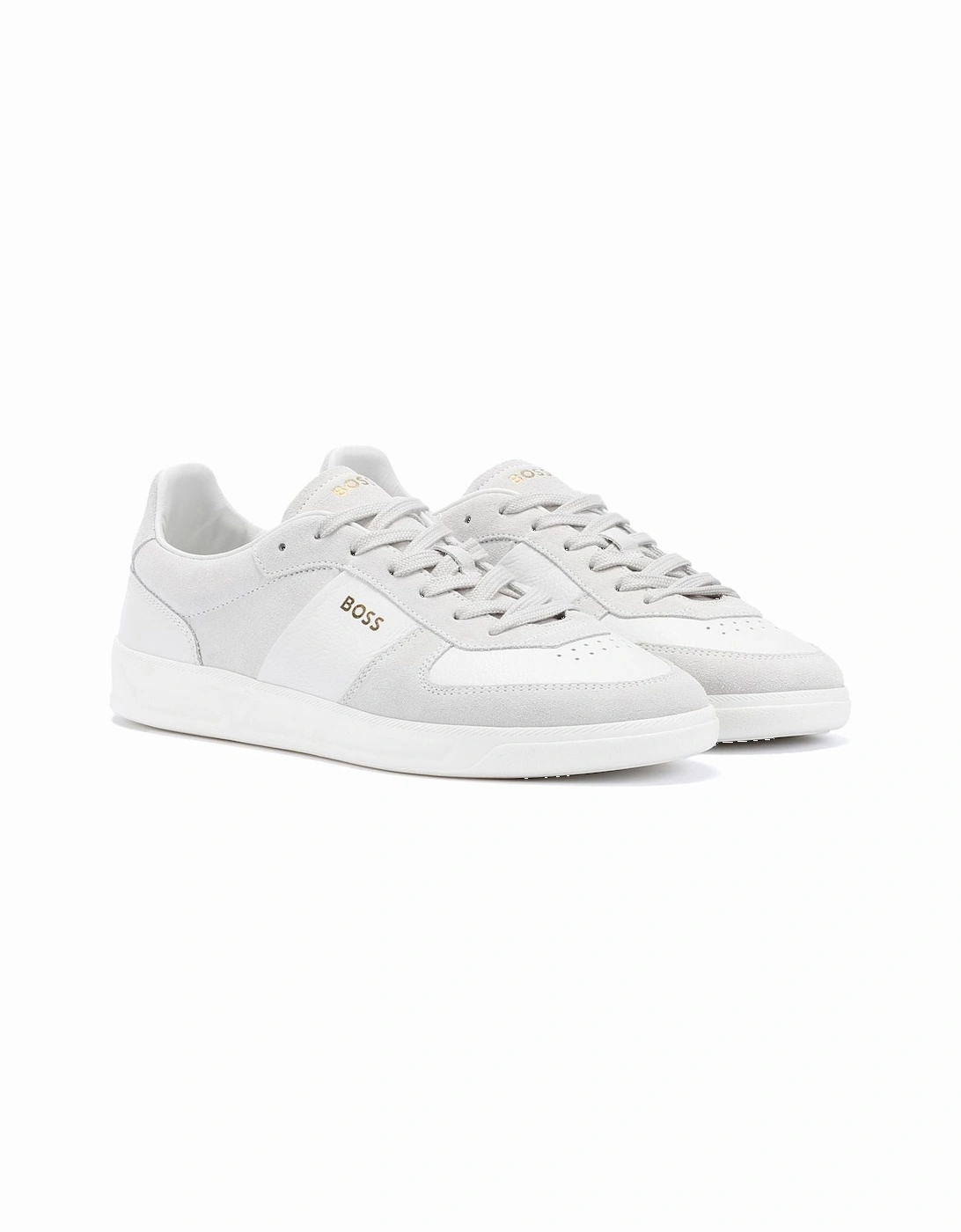 Boss Brandon Suede/Leather Men's White Trainers, 9 of 8