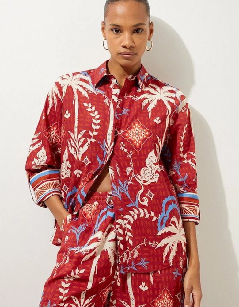 Printed Cotton Voile Beach Shirt