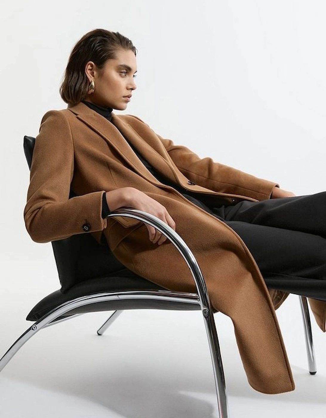 Tailored Wool Blend Belted Midi Coat, 5 of 4