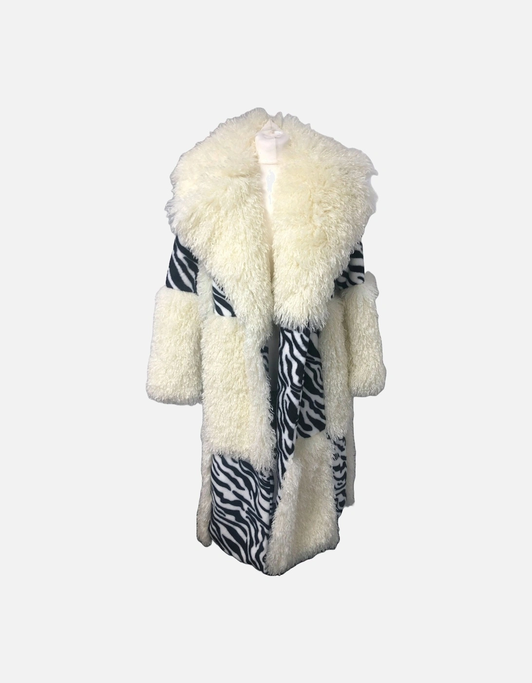 Faux Fur Bamboo Checked Maxi Coat, 2 of 1